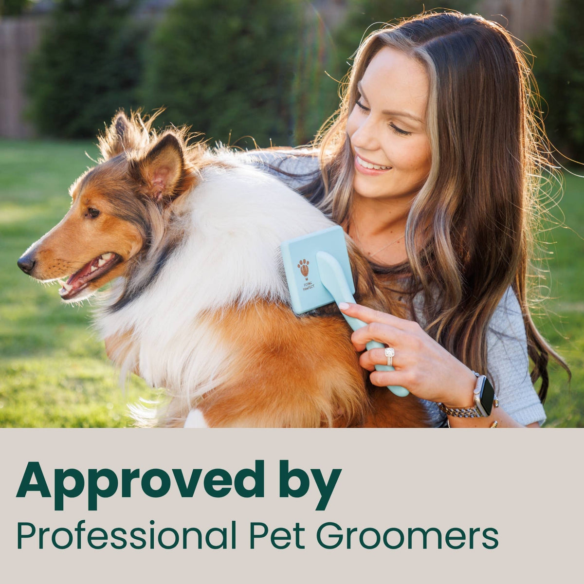Pet Slicker Brush for Dogs and Cats, Curved Baby Blue Medium