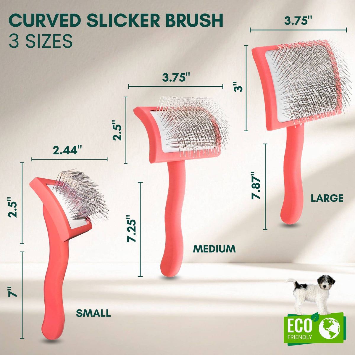 Pet Slicker Brush for Dogs and Cats, Curved Coral Medium