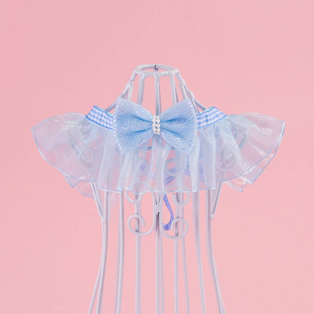 Mokka - Sheer Ruffled Bow Cat Collar