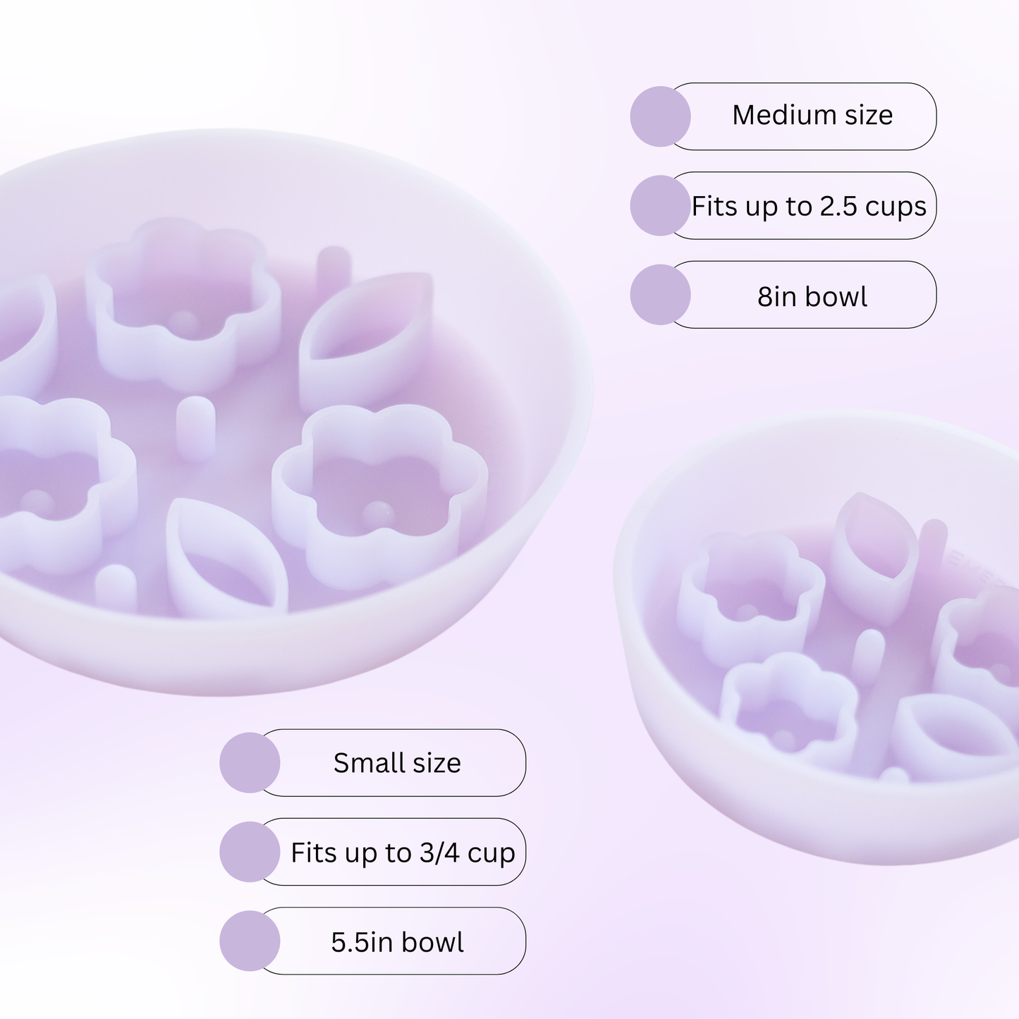 Flower + Leaf Slow Feeder Bowls (Translucent Purple)
