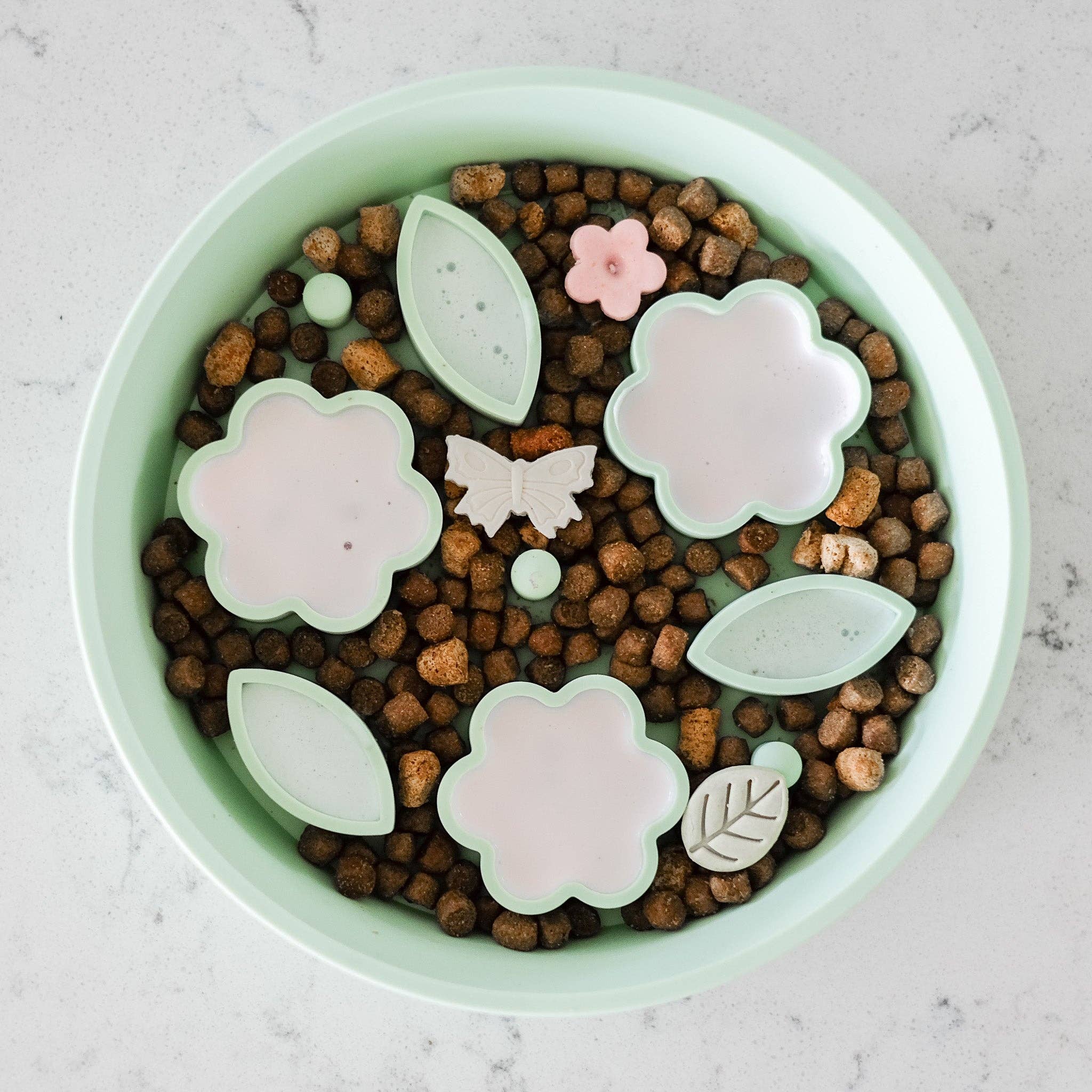 Flower + Leaf Slow Feeder Bowls (Green)