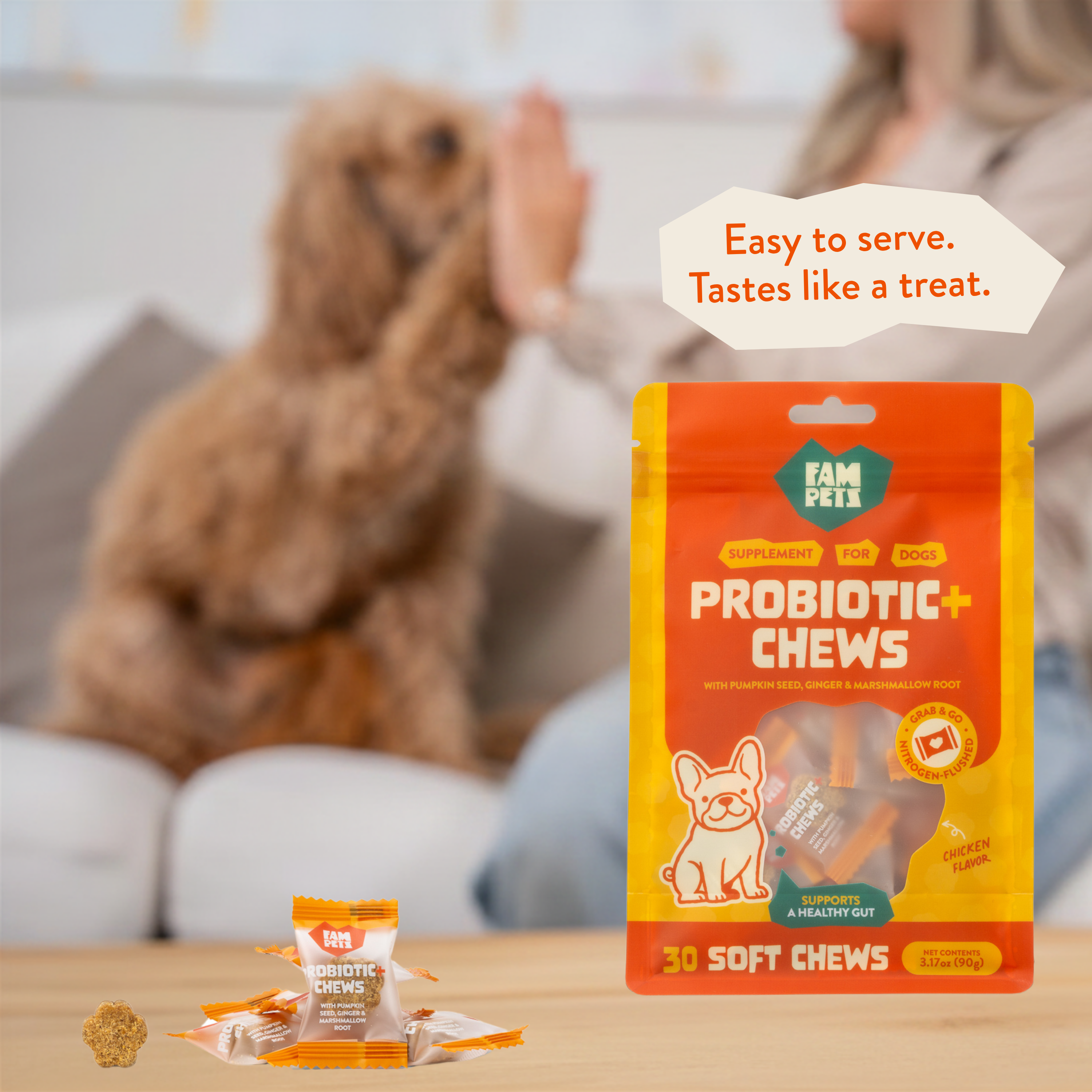 Probiotic+ Soft Chews for Dogs - Digestive Support, Gut Health